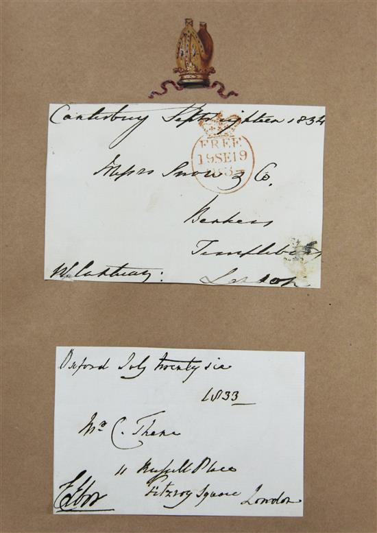 Two early 19th century albums of 435 trimmed postal entires, apparently collected by Edward Kerrison of Oakley Park, Suffolk,